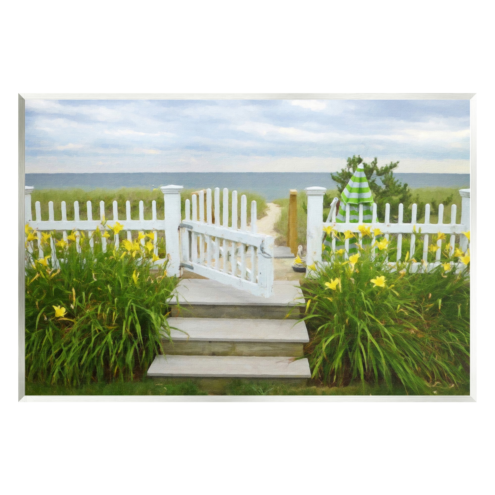 Stupell Industries Garden Path to Beach Landscape Photography Unframed Art Print Wall Art, 19 x 13