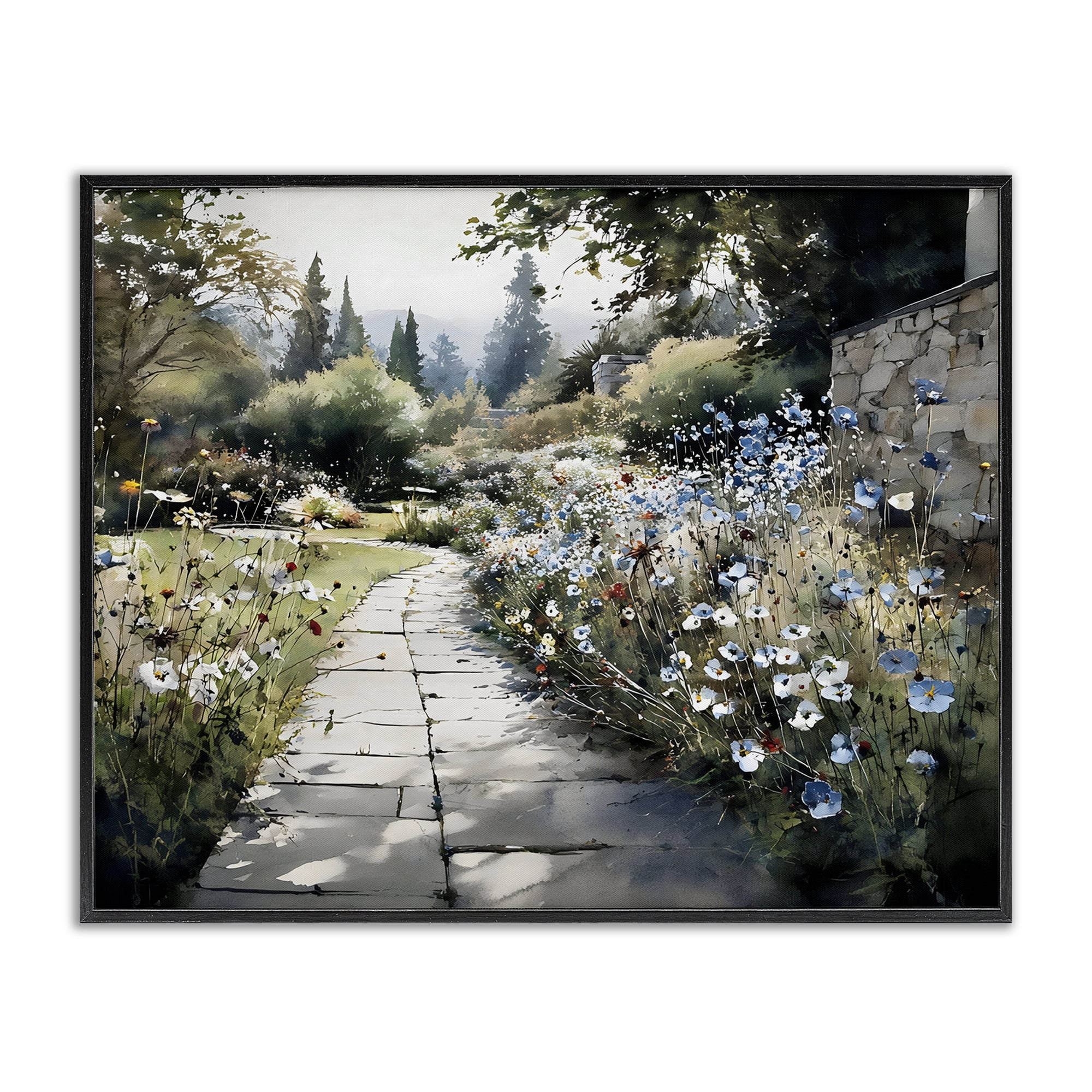 Stupell Industries Garden Pathway in Summer Light Black Framed Giclee Art, design by Franklyn Gregory