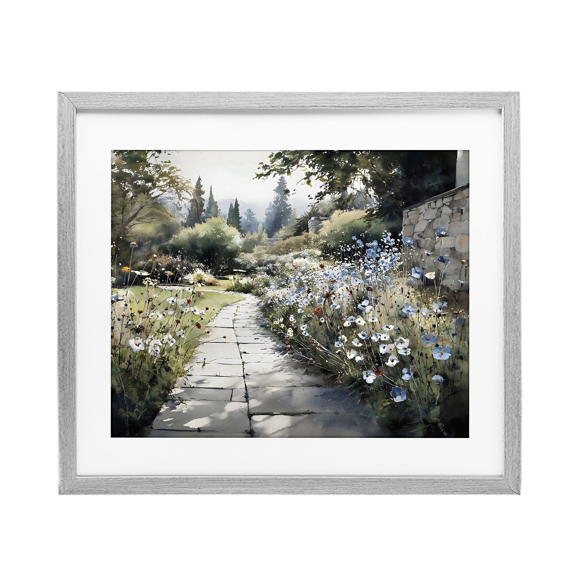 Stupell Industries Garden Pathway in Summer Light Gray Framed Print Under Glass, design by Franklyn Gregory