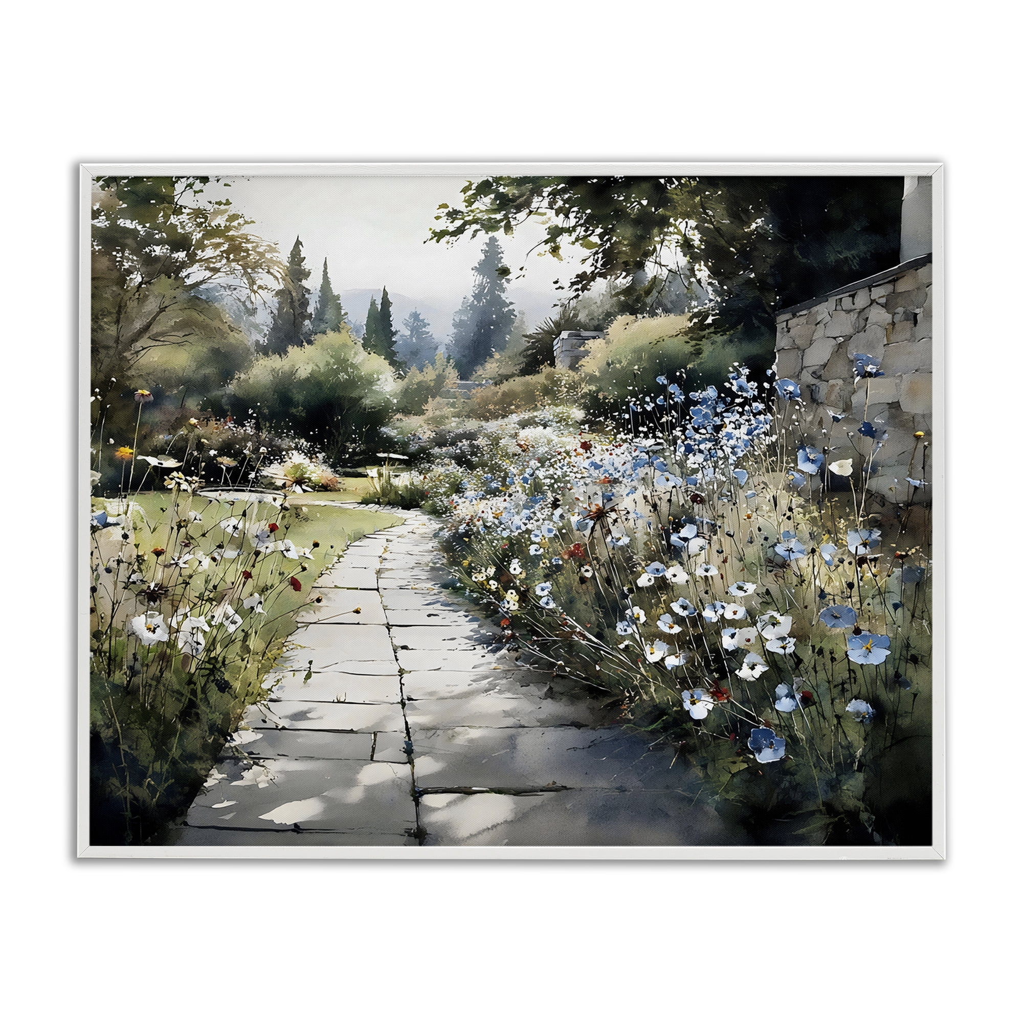 Stupell Industries Garden Pathway in Summer Light White Framed Giclee Art, design by Franklyn Gregory