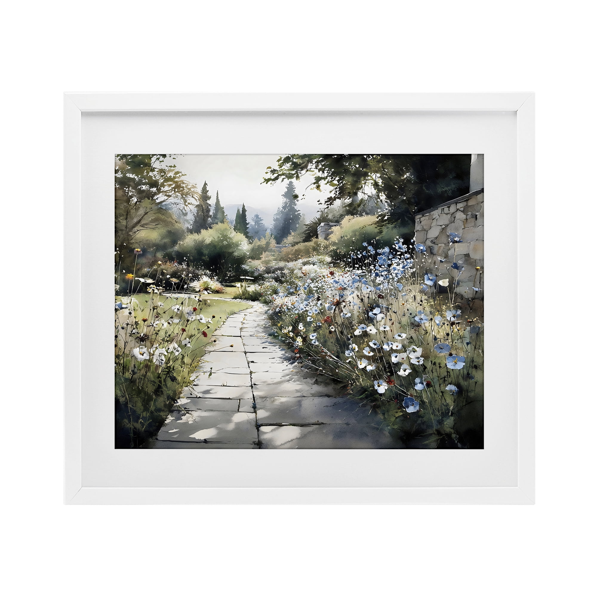Stupell Industries Garden Pathway in Summer Light White Framed Print Under Glass, design by Franklyn Gregory