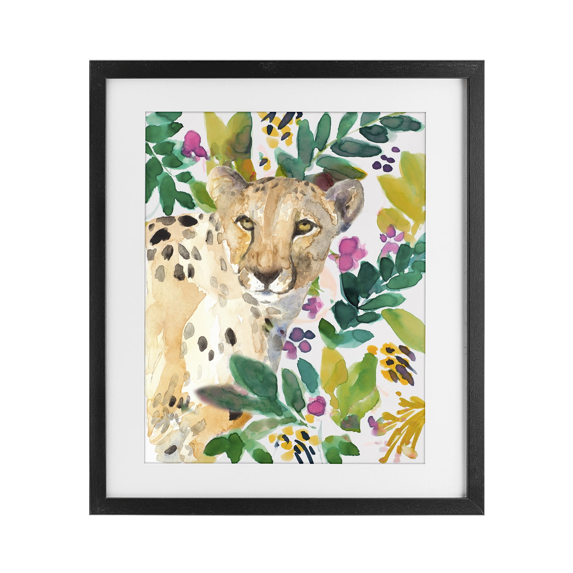Stupell Industries Garden Plants Cheetah Black Framed Print Under Glass, design by Lanie Loreth
