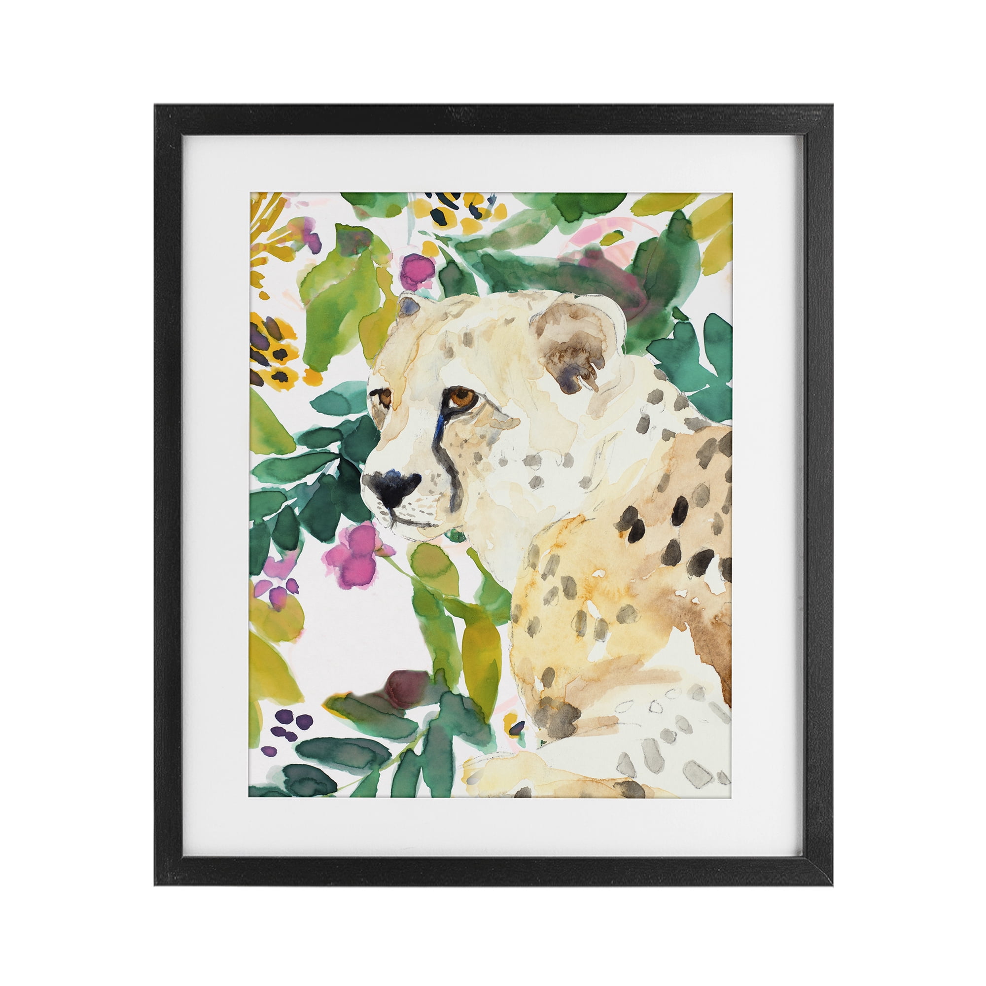 Stupell Industries Garden Plants Leopard Black Framed Print Under Glass, design by Lanie Loreth