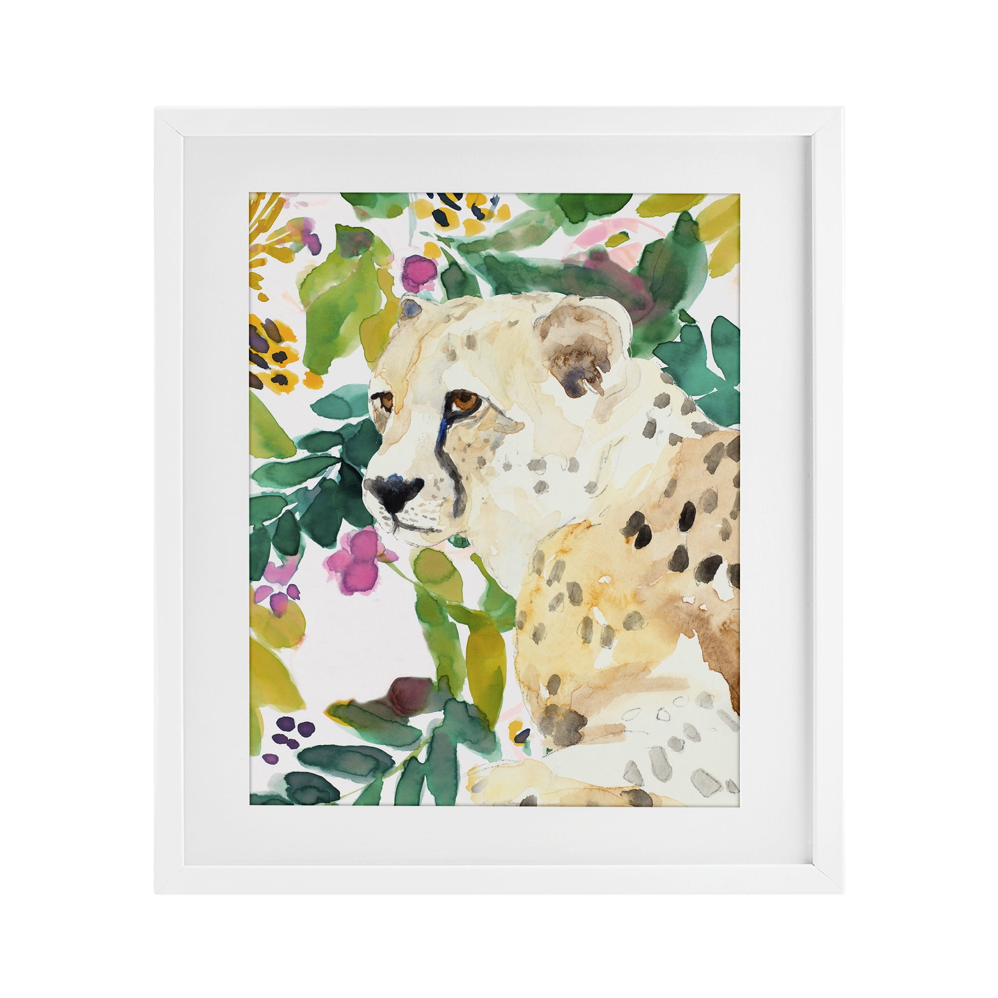 Stupell Industries Garden Plants Leopard White Framed Print Under Glass, design by Lanie Loreth