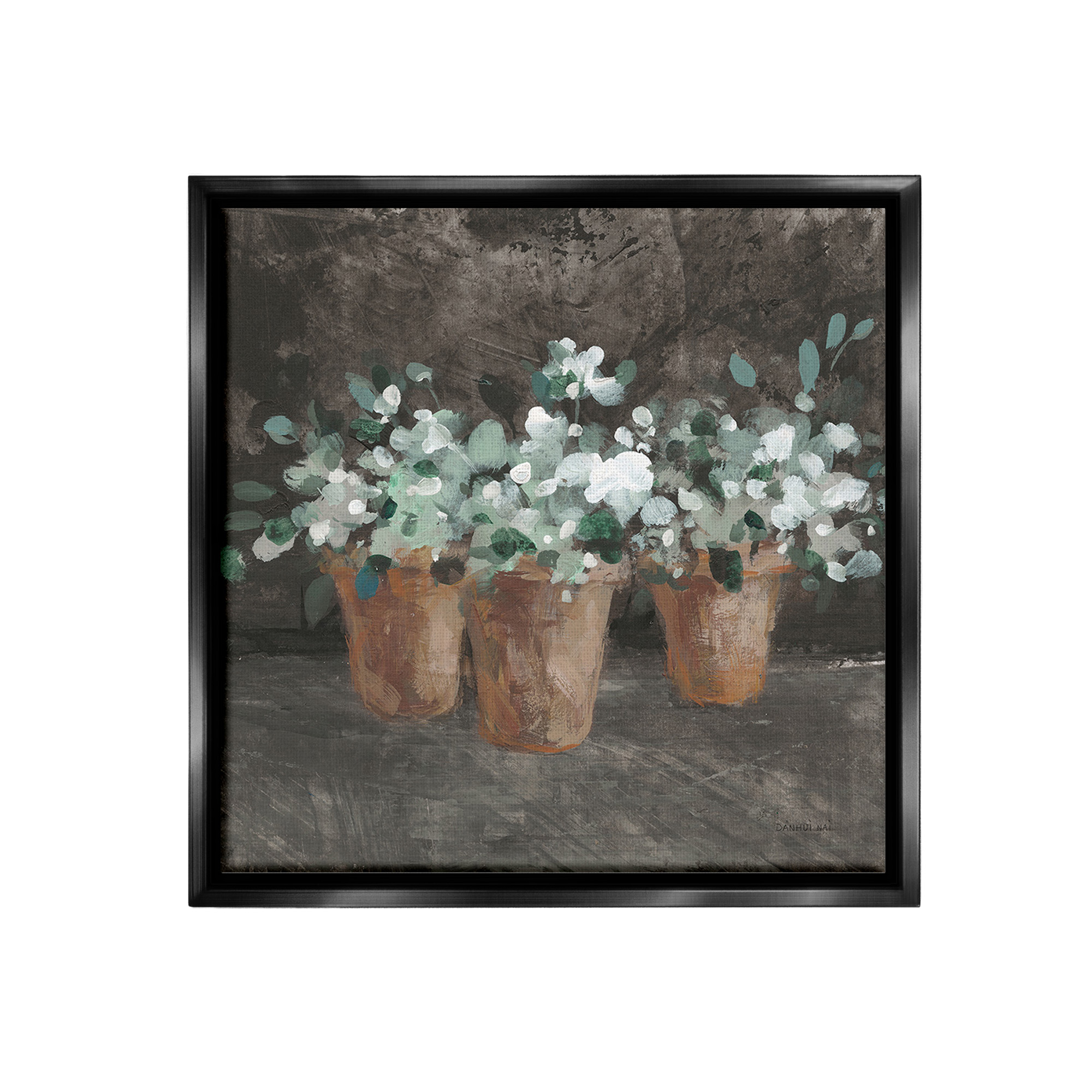 Stupell Industries Garden Plants in Terracotta Botanical & Floral Painting Black Floater Framed Canvas Art Print Wall Art, 18 x 18