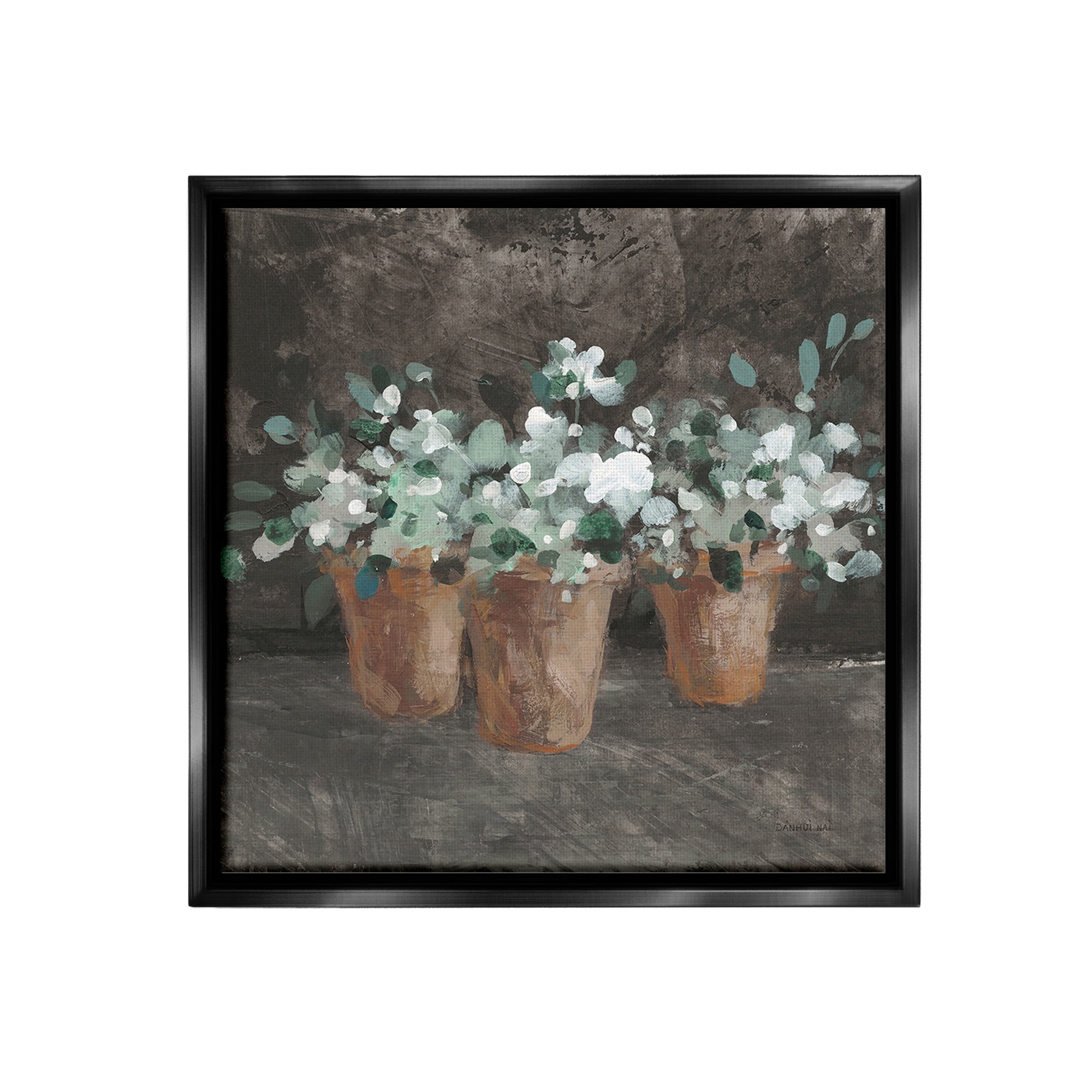 Stupell Industries Garden Plants in Terracotta Botanical & Floral Painting Black Floater Framed Canvas Art Print Wall Art, 25 x 25