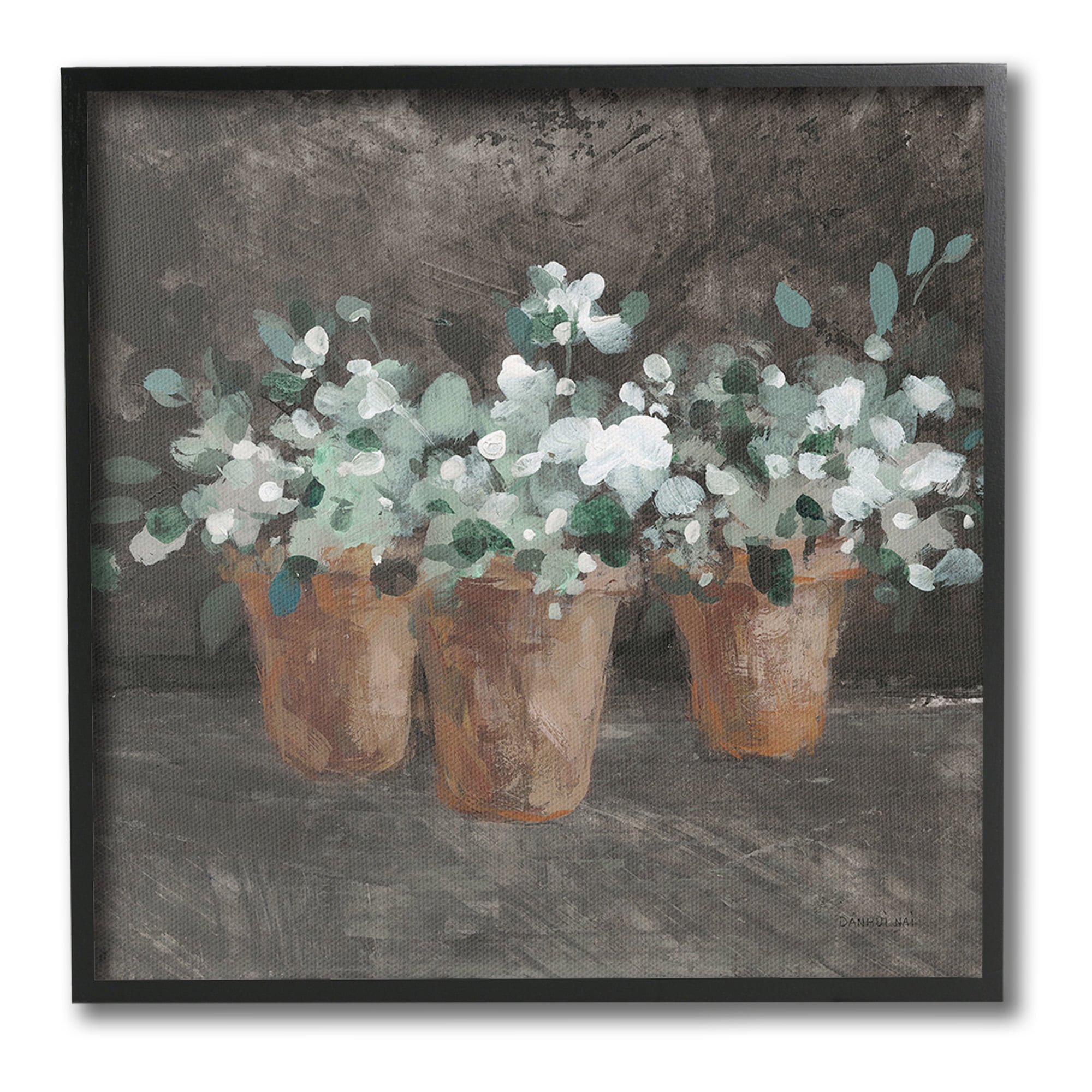 Stupell Industries Garden Plants in Terracotta Botanical & Floral Painting Black Framed Art Print Wall Art, 12 x 12
