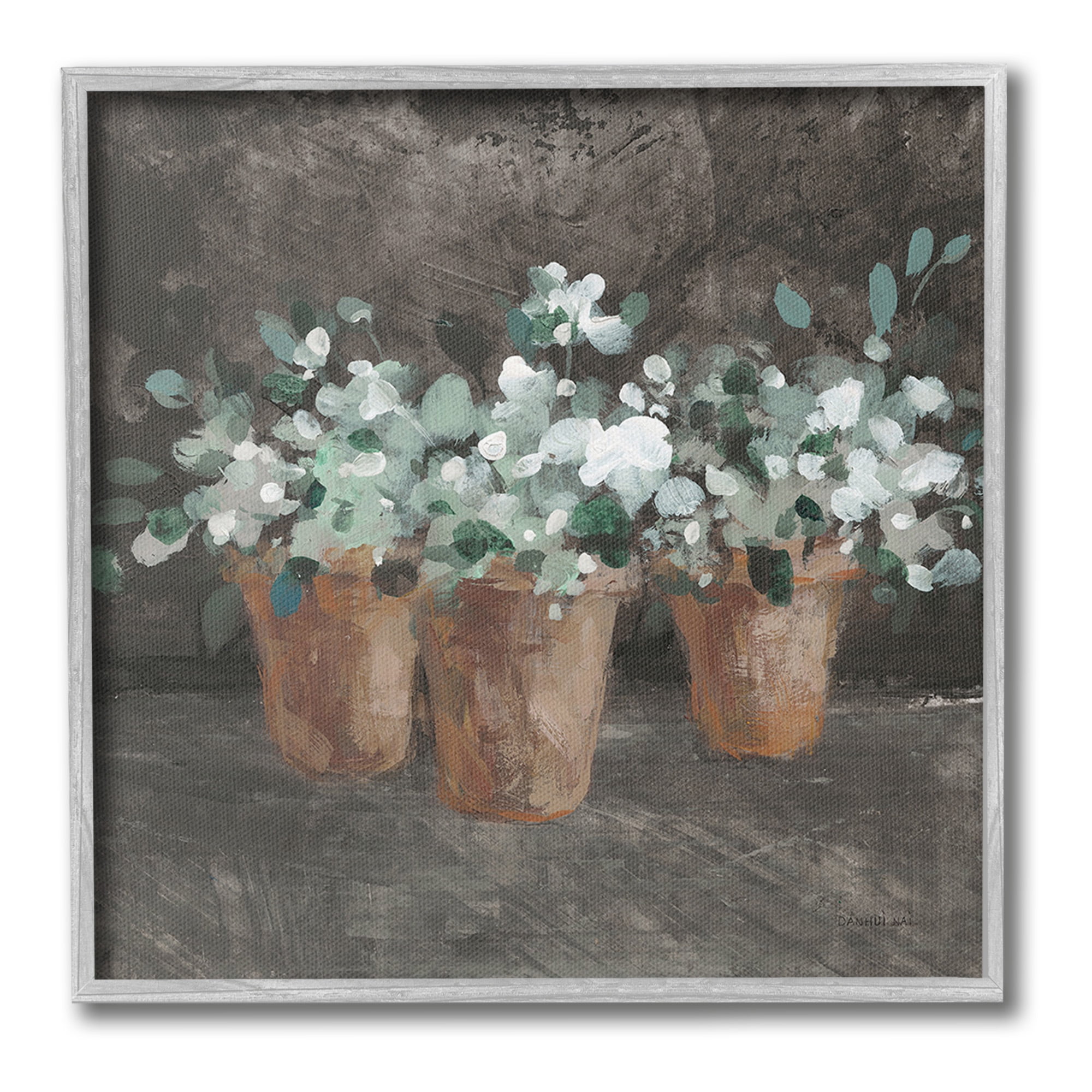 Stupell Industries Garden Plants in Terracotta Botanical & Floral Painting Gray Framed Art Print Wall Art, 24 x 24