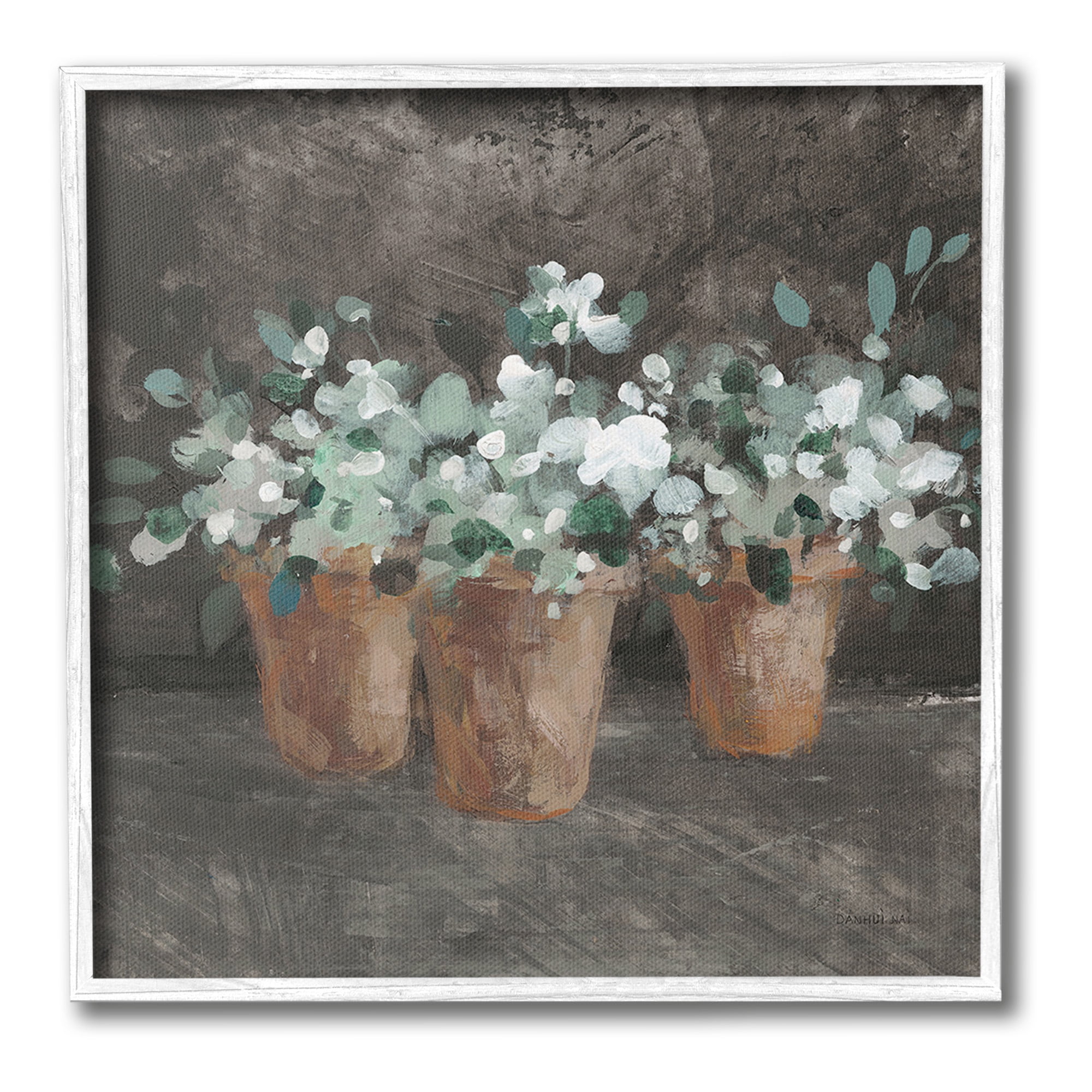 Stupell Industries Garden Plants in Terracotta Botanical & Floral Painting White Framed Art Print Wall Art, 17 x 17