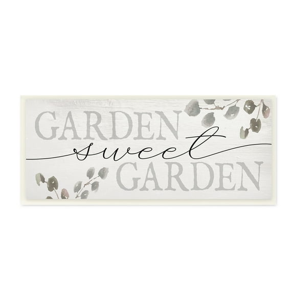 Stupell Industries Garden Sweet Garden Yardwork Phrase Eucalyptus Leaves, 7 x 17, Designed by Daphne Polselli