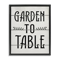 Stupell Industries Garden To Table Typography Painting Black Floater Framed Canvas Art Print Wall Art, 17 x 21