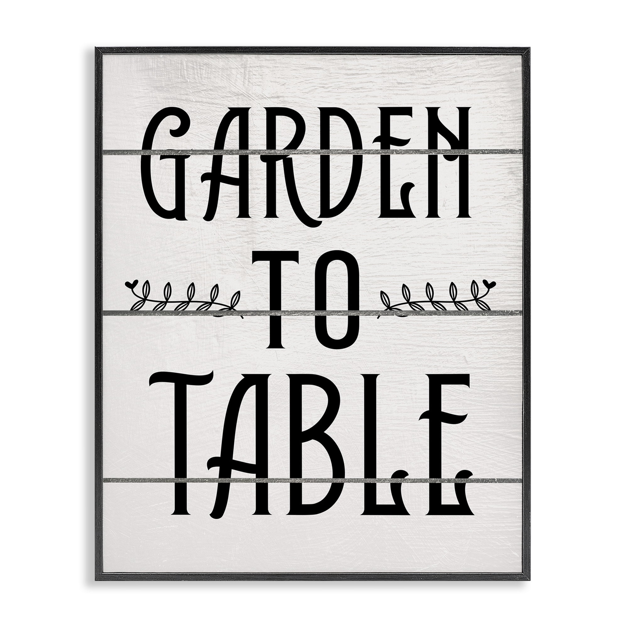Stupell Industries Garden To Table Typography Painting Black Framed Art Print Wall Art, 24 x 30