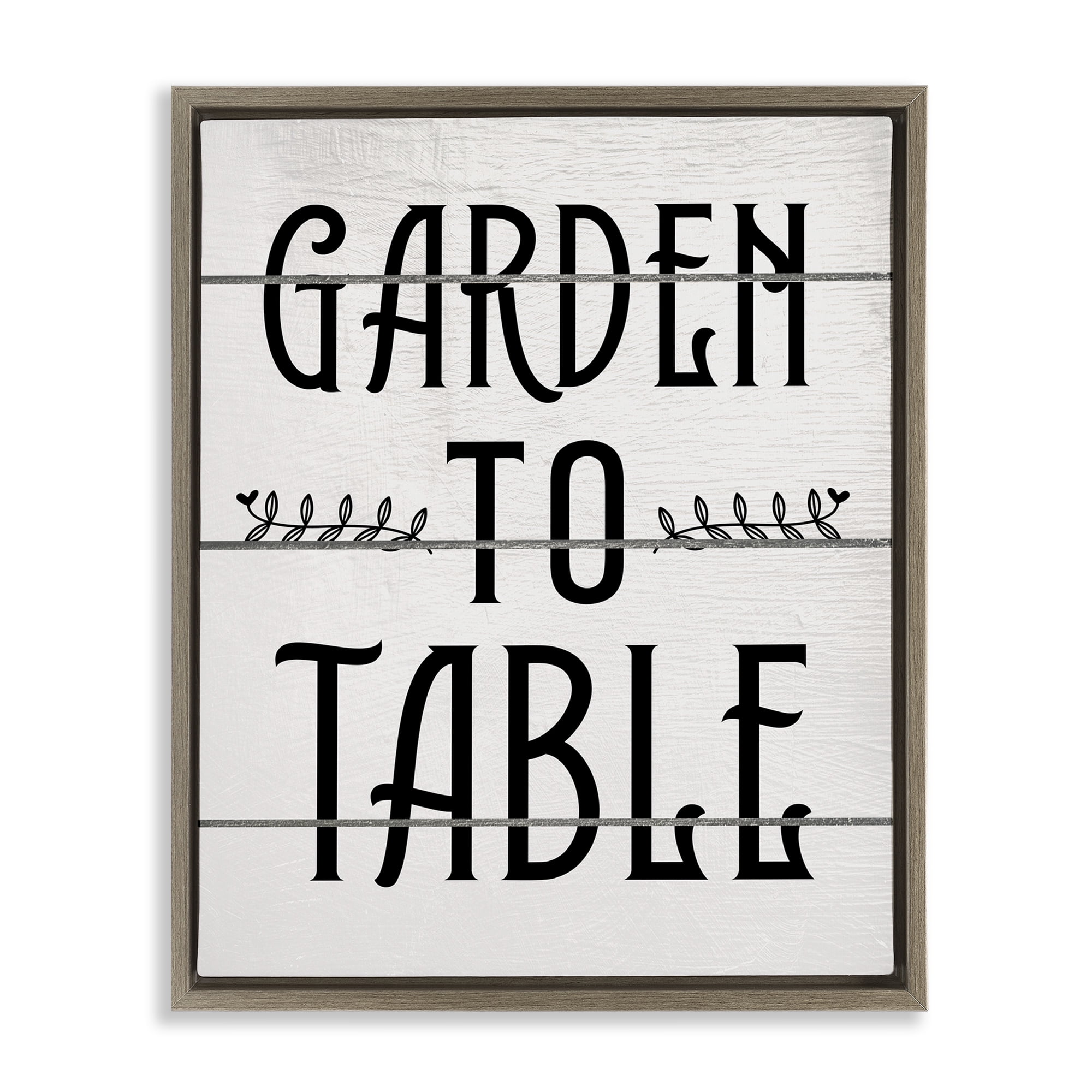 Stupell Industries Garden To Table Typography Painting Brown Floater Framed Canvas Art Print Wall Art, 25 x 31