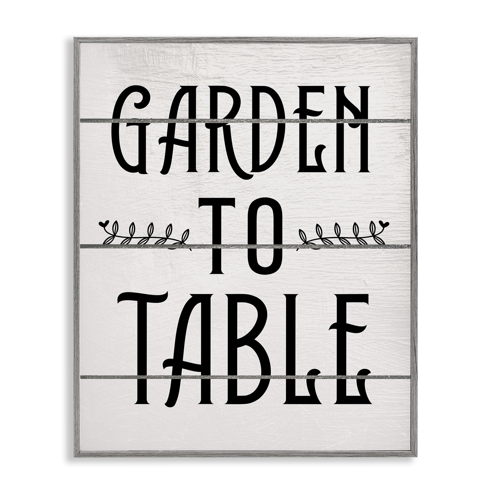 Stupell Industries Garden To Table Typography Painting Gray Framed Art Print Wall Art, 11 x 14