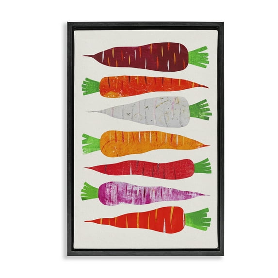 Stupell Industries Garden Vegetable Carrots Black Framed Floater Canvas Wall Art design by Aribombari, 25 x 17