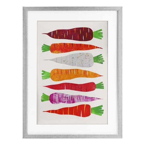 Stupell Industries Garden Vegetable Carrots Gray Framed Print Under Glass design by Aribombari, 23 x 17