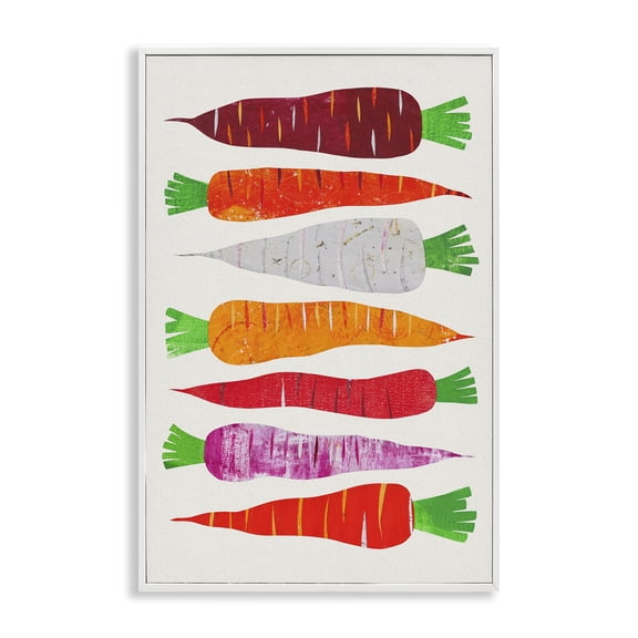 Stupell Industries Garden Vegetable Carrots White Framed Giclee Art design by Aribombari, 30 x 20