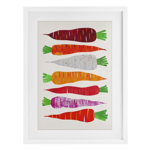 Stupell Industries Garden Vegetable Carrots White Framed Print Under Glass design by Aribombari, 23 x 17