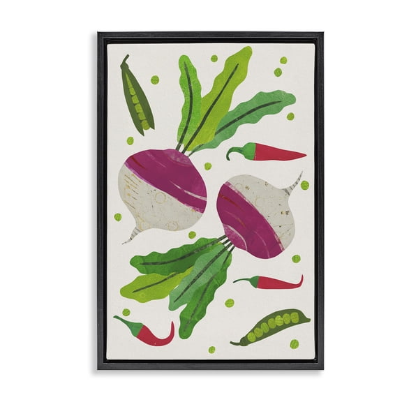 Stupell Industries Garden Vegetable Parsnips Black Framed Floater Canvas Wall Art design by Aribombari, 25 x 17