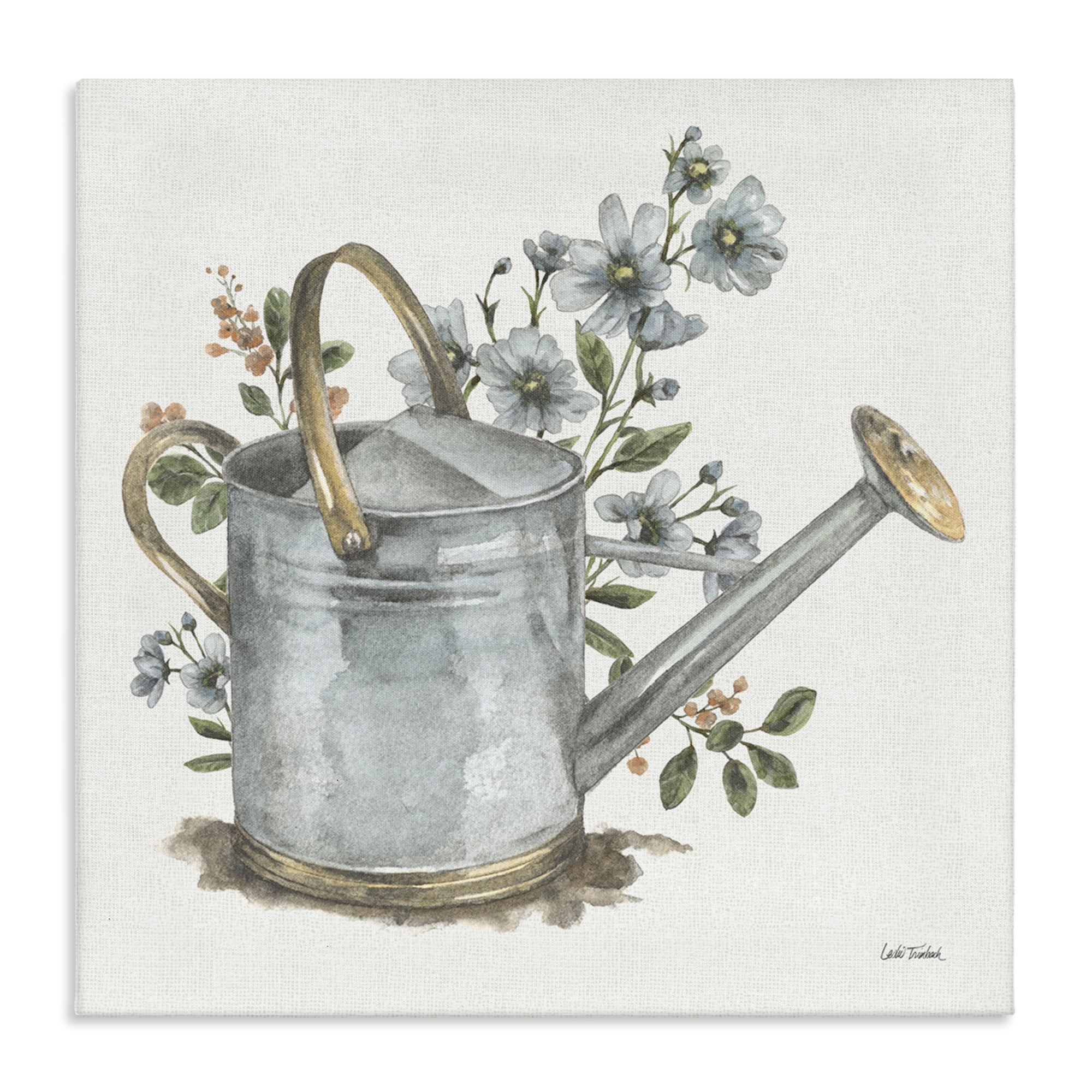 Stupell Industries Garden Watering Can Botanical & Floral Painting Gallery Wrapped Canvas Art Print Wall Art, 36 x 36