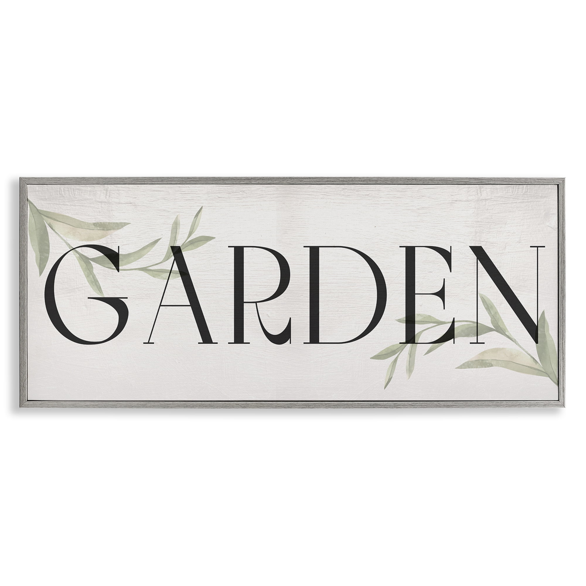 Stupell Industries Garden with Plant Sprigs Plants & Flowers Painting Gray Framed Art Print Wall Art, 24 x 10