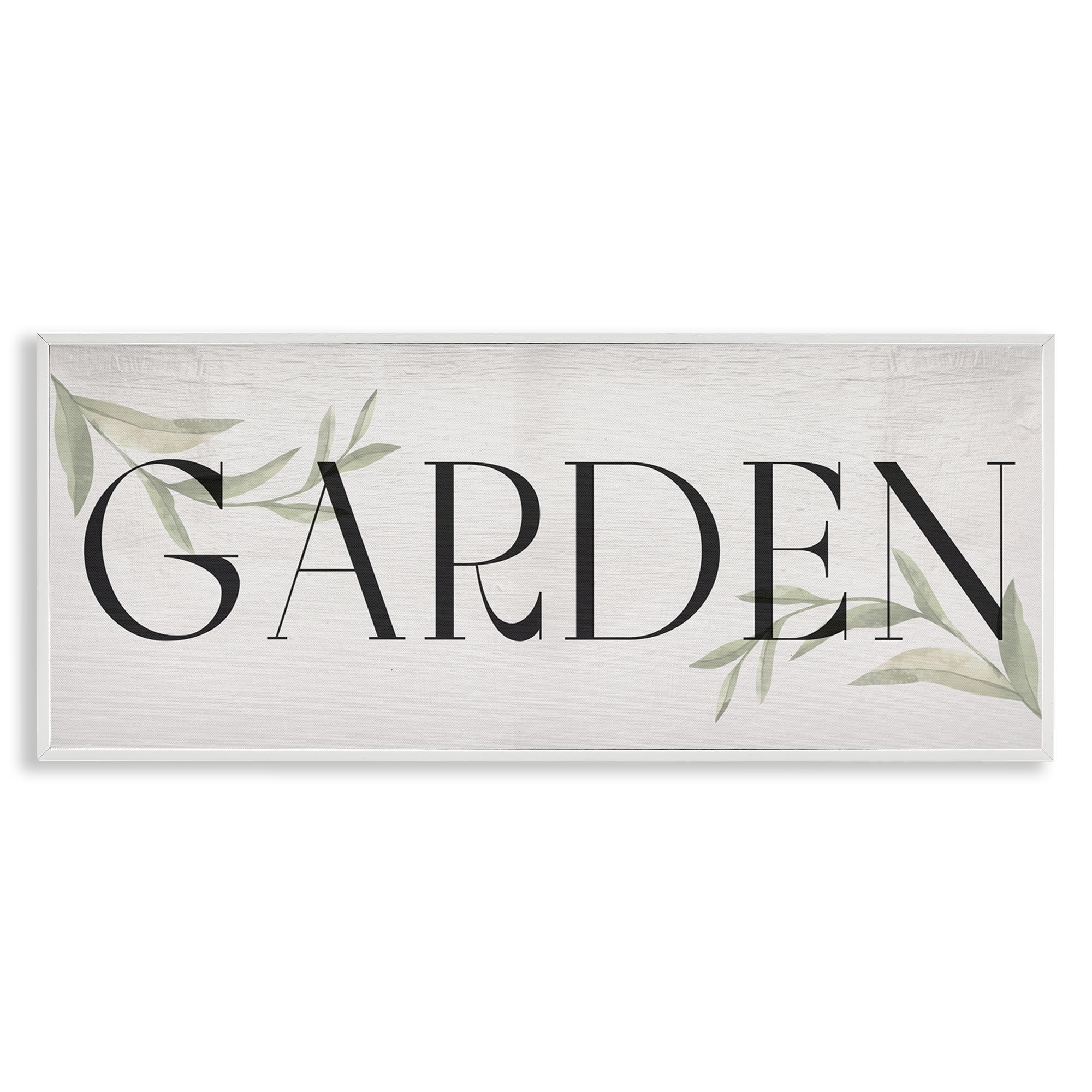 Stupell Industries Garden with Plant Sprigs Plants & Flowers Painting White Framed Art Print Wall Art, 24 x 10