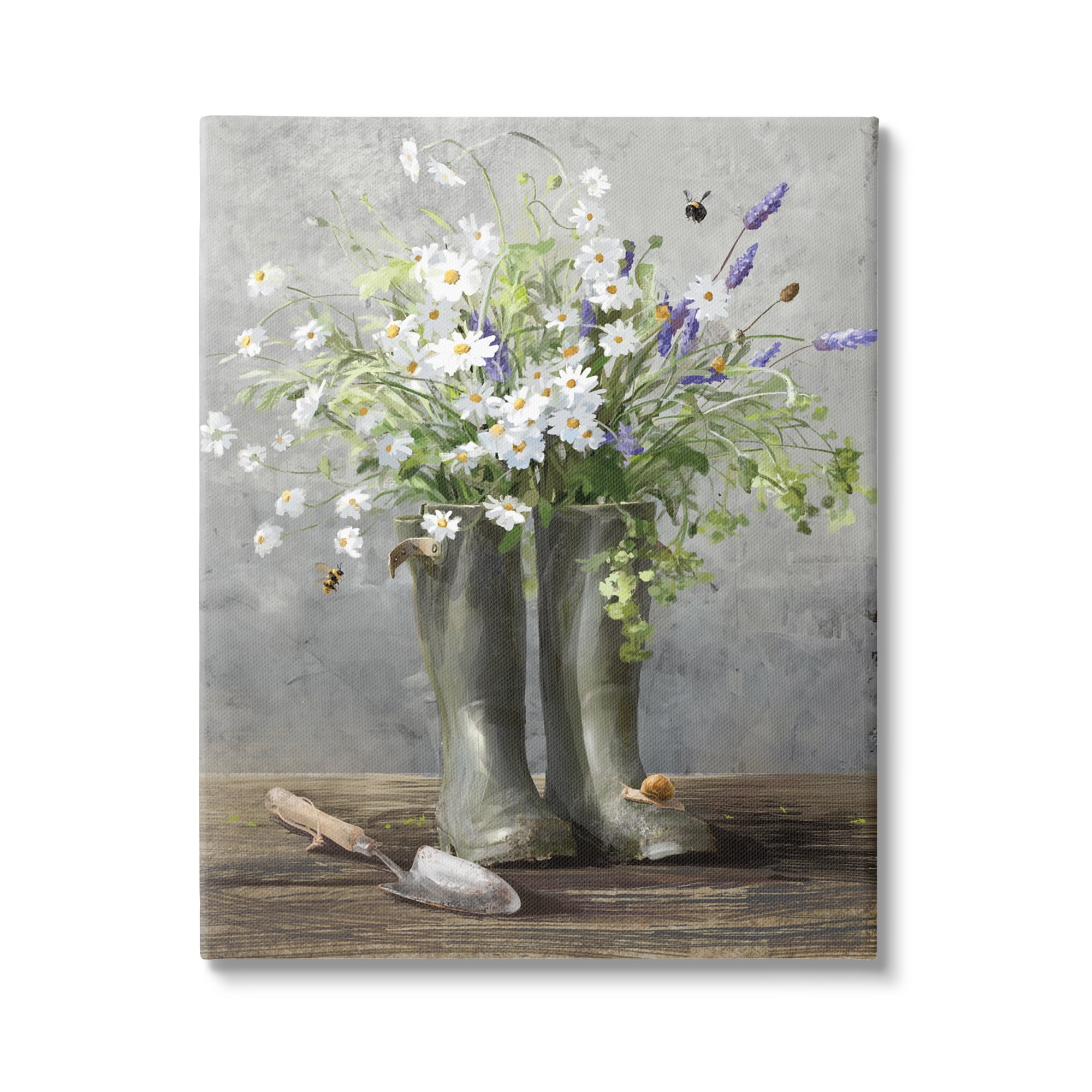 Stupell Industries Gardening Boots Bouquet Botanical & Floral Painting Gallery Wrapped Canvas Print Wall Art, 36 x 48