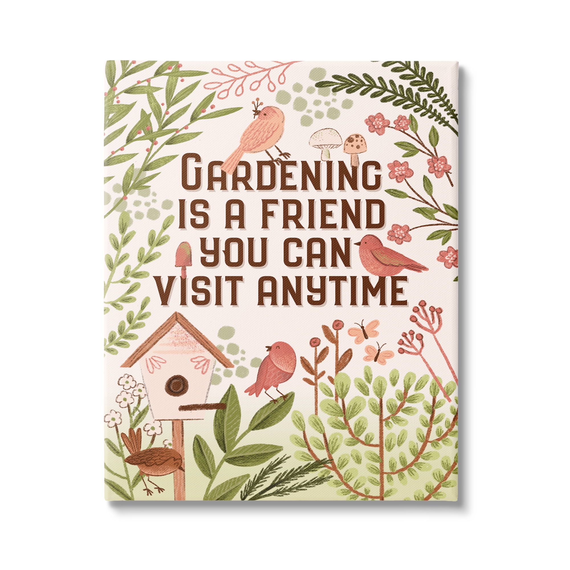 Stupell Industries Gardening Is A Friend Phrase Botanical & Floral Painting Gallery Wrapped Canvas Print Wall Art, 30 x 40