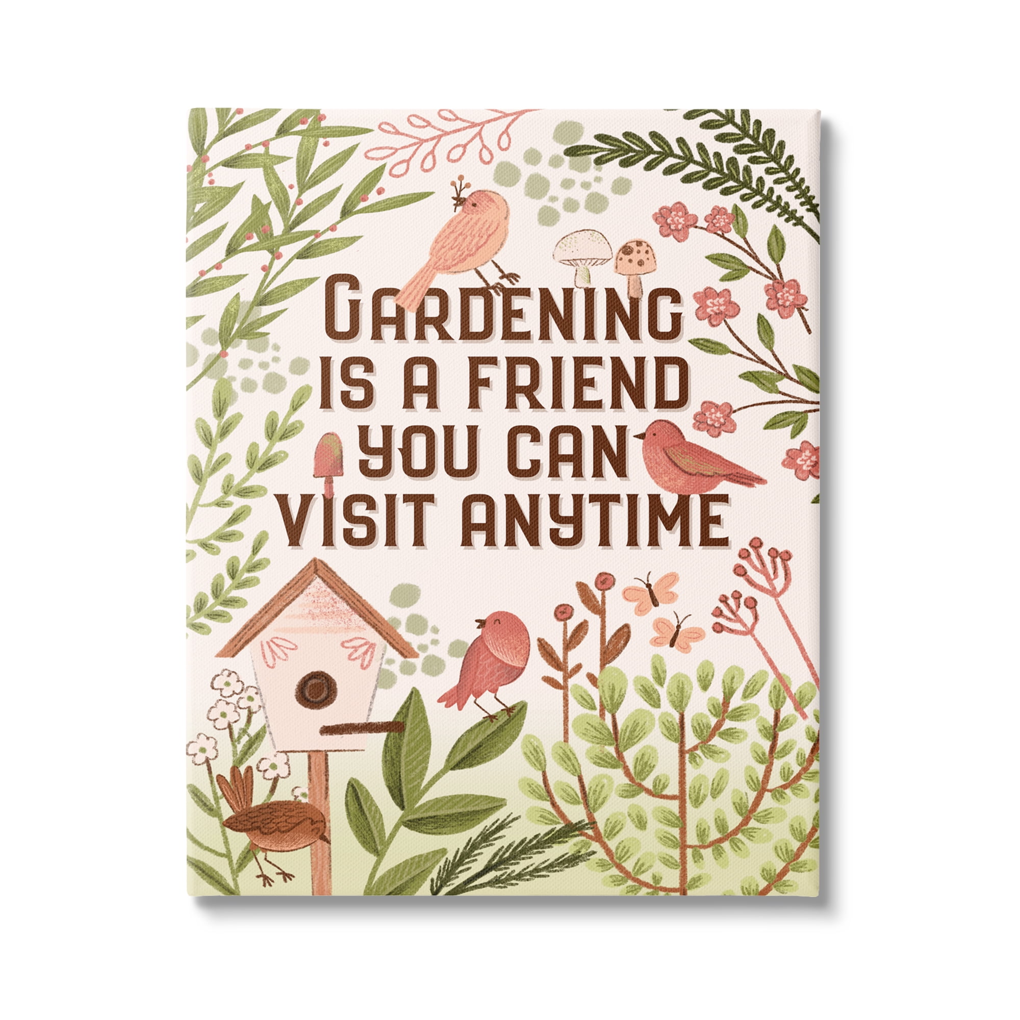 Stupell Industries Gardening Is A Friend Phrase Botanical & Floral Painting Gallery Wrapped Canvas Print Wall Art, 36 x 48