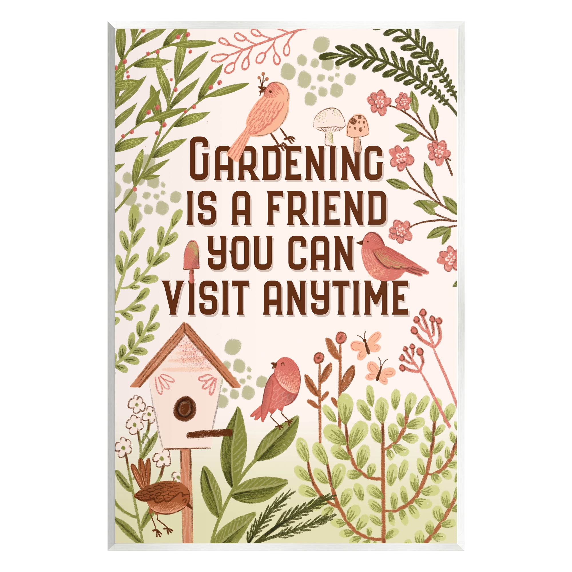 Stupell Industries Gardening Is A Friend Phrase Botanical & Floral Painting Unframed Art Print Wall Art, 13 x 19