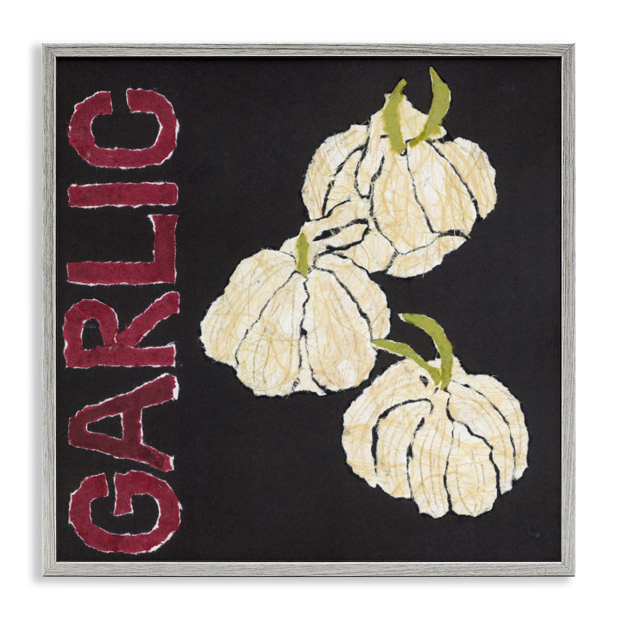 Stupell Industries Garlic Garden Vegetable Gray Framed Giclee Art, design by Nancy Overton