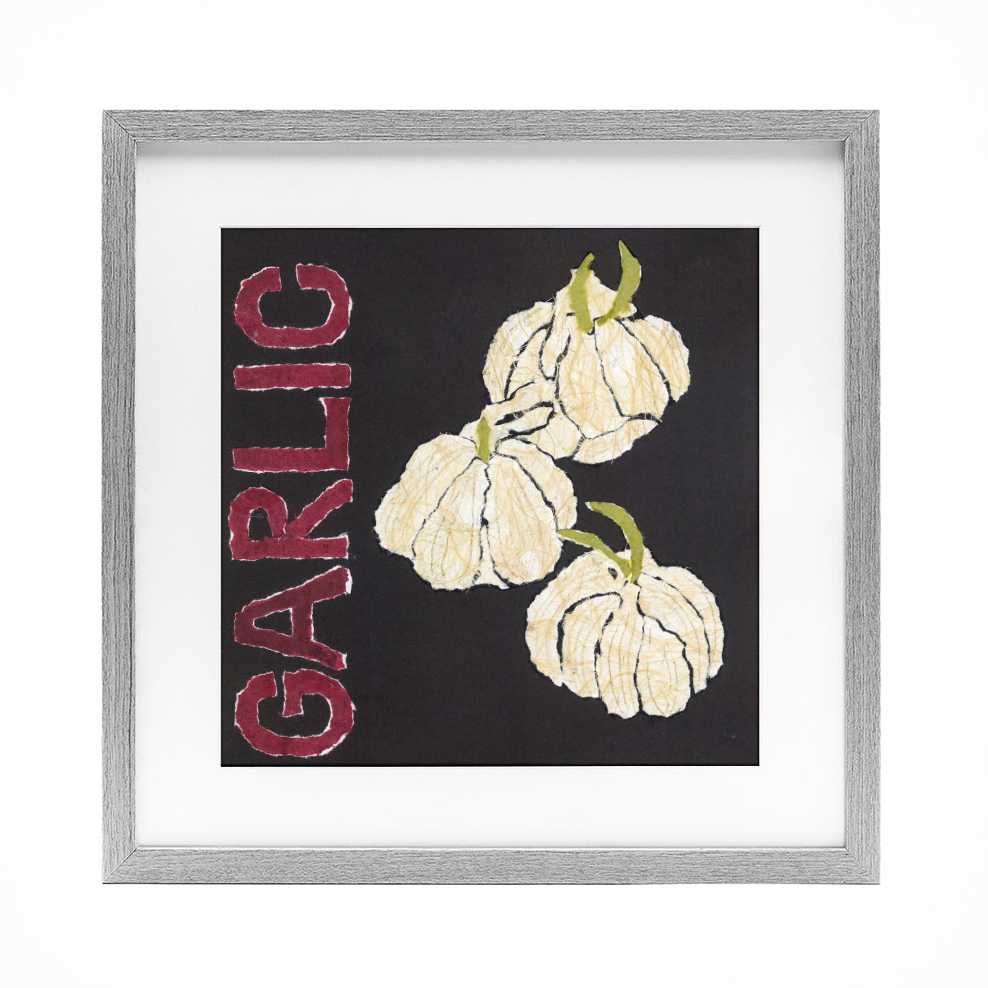 Stupell Industries Garlic Garden Vegetable Gray Framed Print Under Glass, design by Nancy Overton