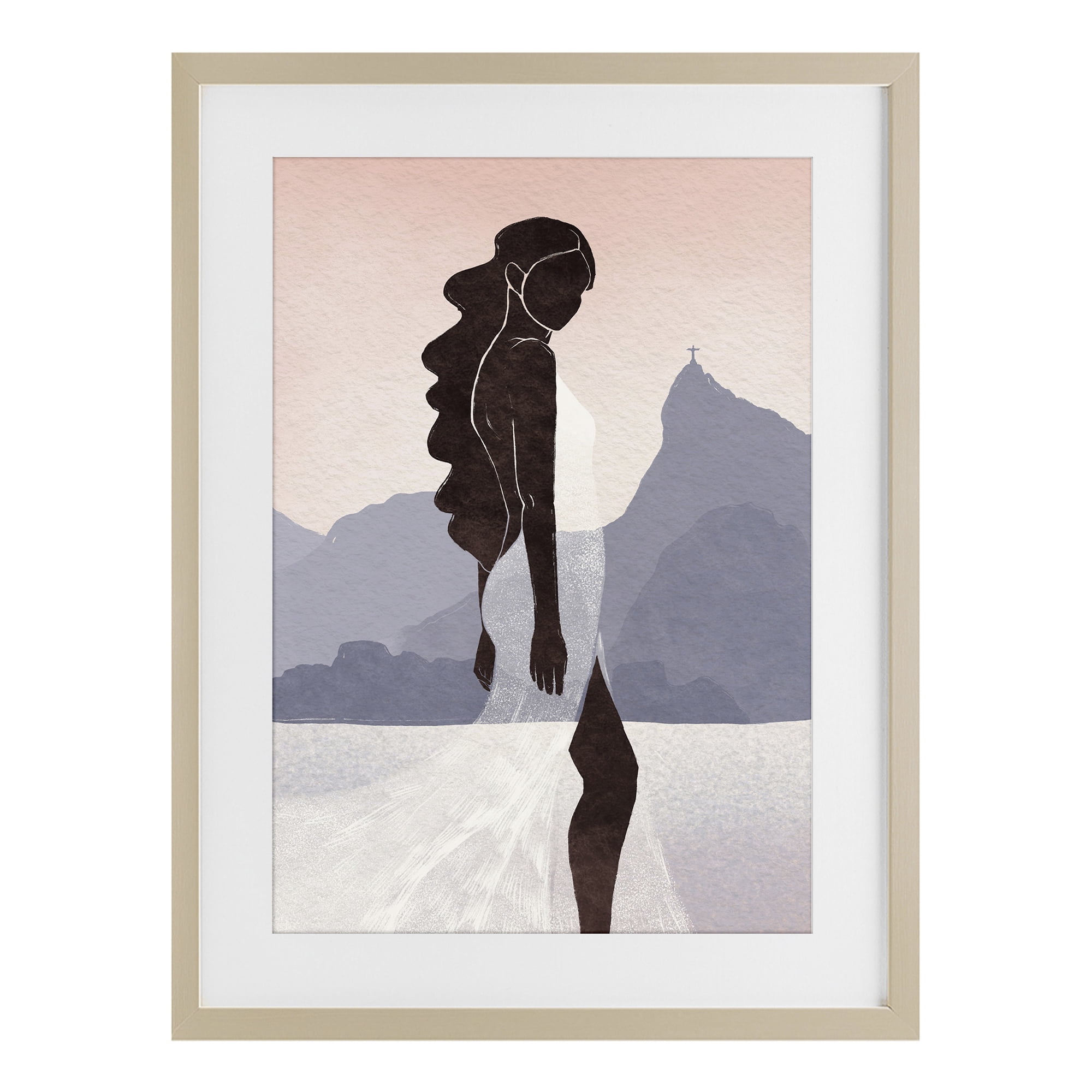 Stupell Industries Garota Silhouette Portrait Birch Framed Print Under Glass, design by Yuyu Pont