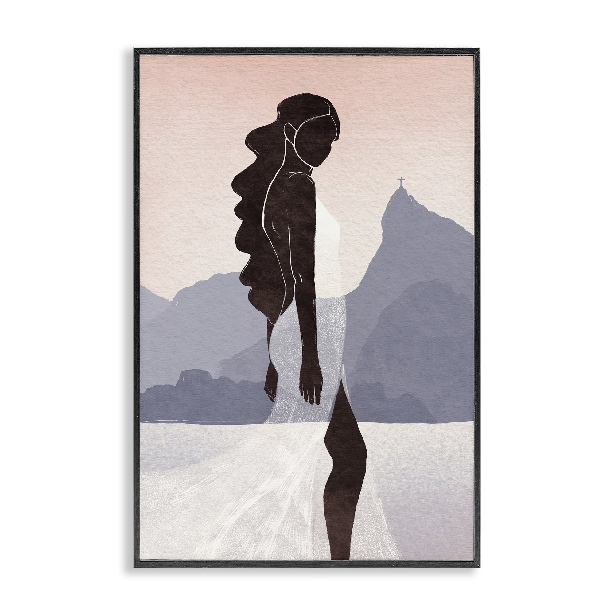 Stupell Industries Garota Silhouette Portrait Black Framed Giclee Art, design by Yuyu Pont