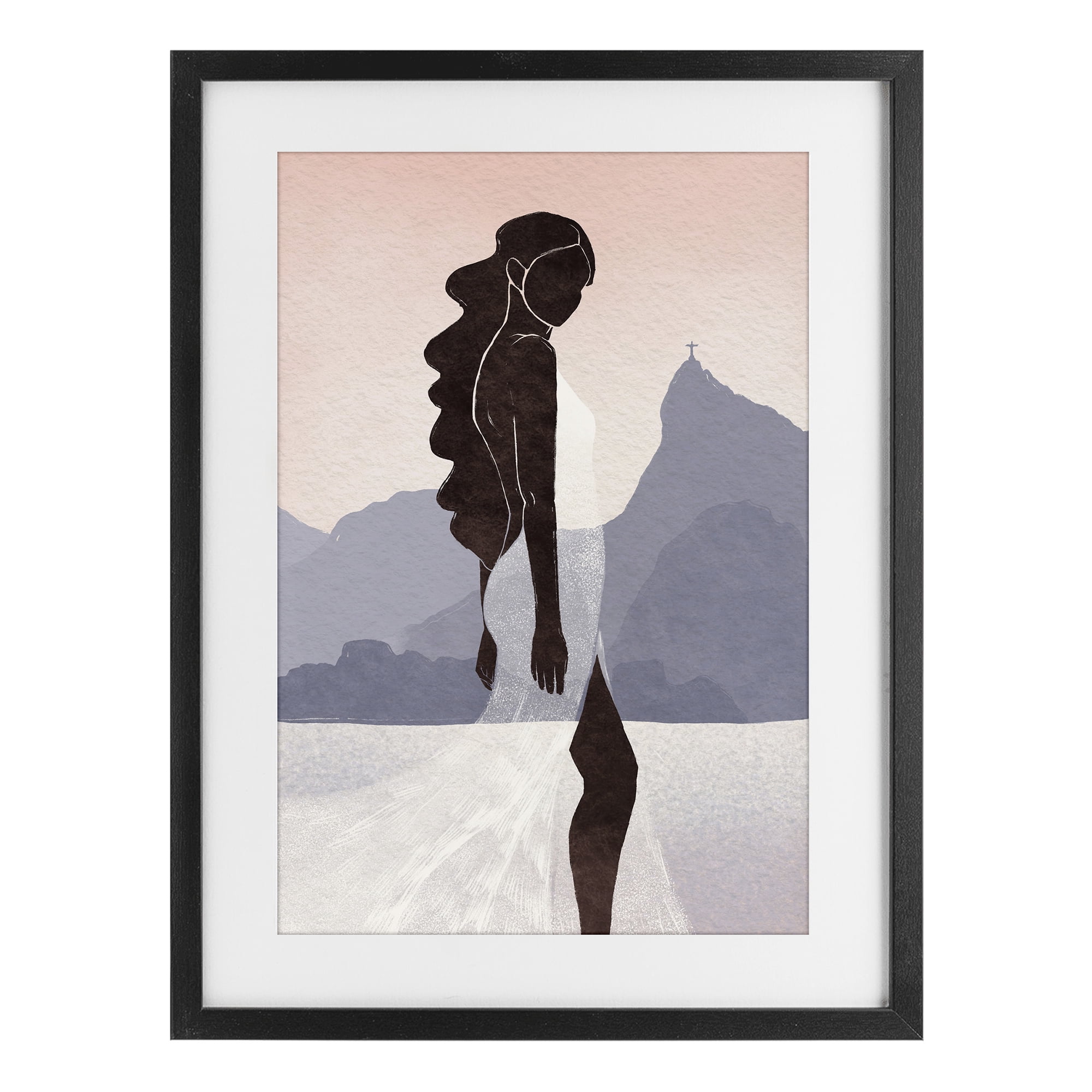 Stupell Industries Garota Silhouette Portrait Black Framed Print Under Glass, design by Yuyu Pont