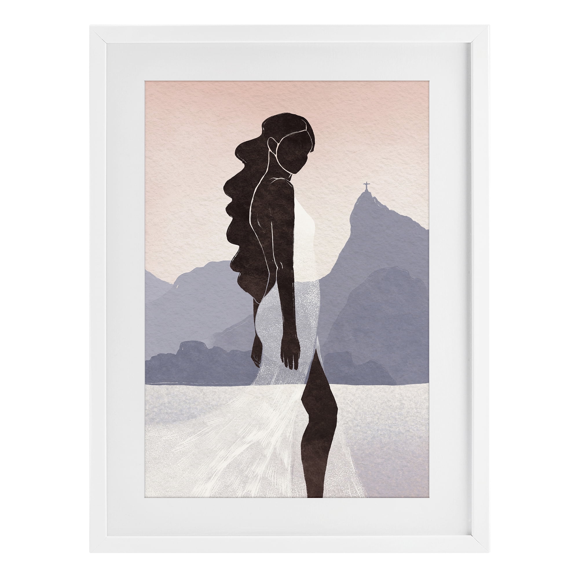 Stupell Industries Garota Silhouette Portrait White Framed Print Under Glass, design by Yuyu Pont