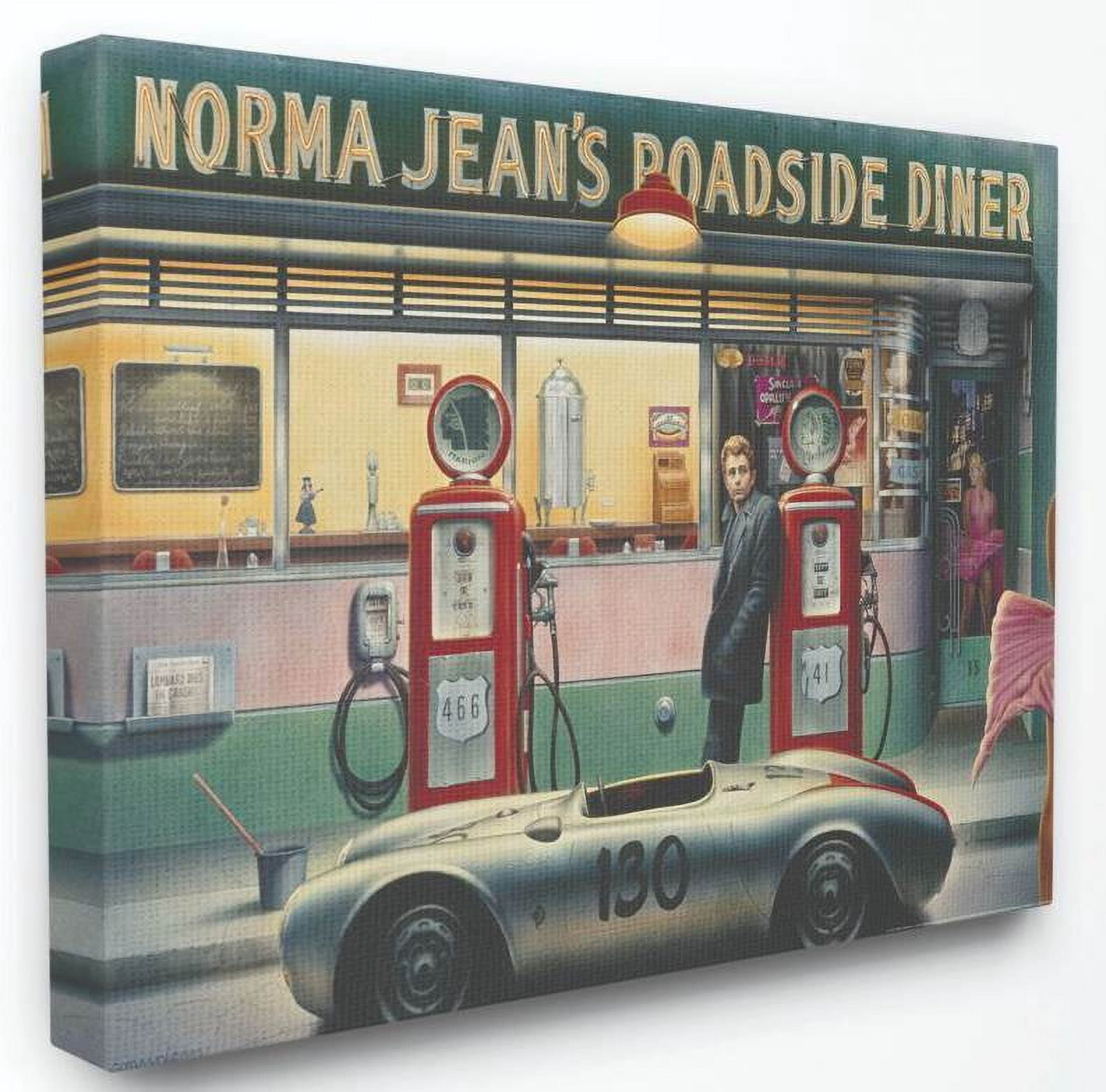 Stupell Industries Gas Station Vintage Hollywood Movie Star Classic Illustration Canvas Wall Art by Jadei Graphics