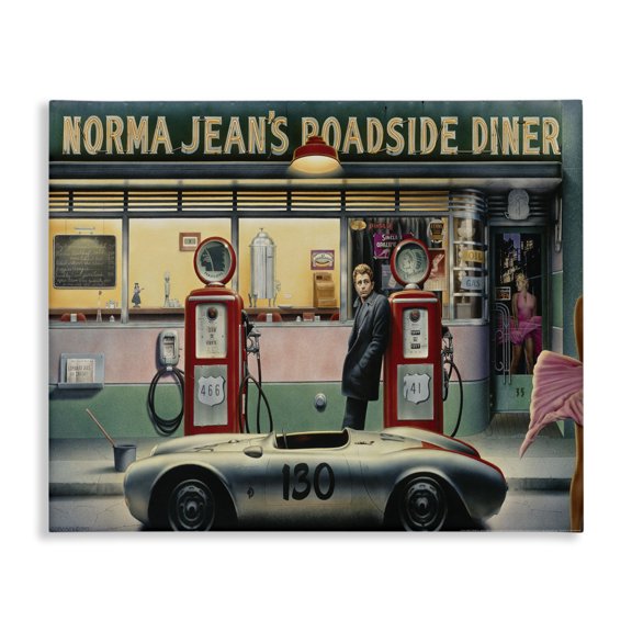 Stupell Industries Traditional Gas Station Vintage Hollywood Movie Star Classic Illustration Canvas Art, 20 x 16, by Jadei Graphics