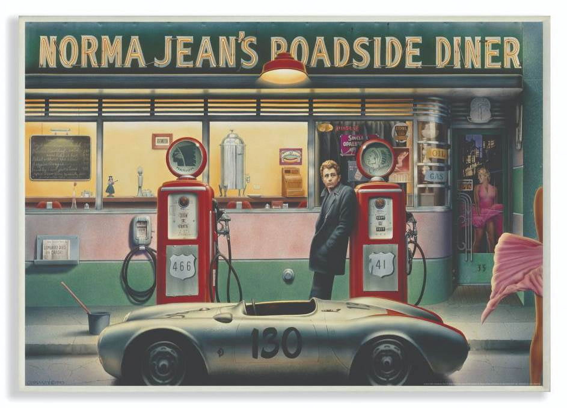 Stupell Industries Gas Station Vintage Hollywood Movie Star Classic Illustration Wall Plaque by Jadei Graphics