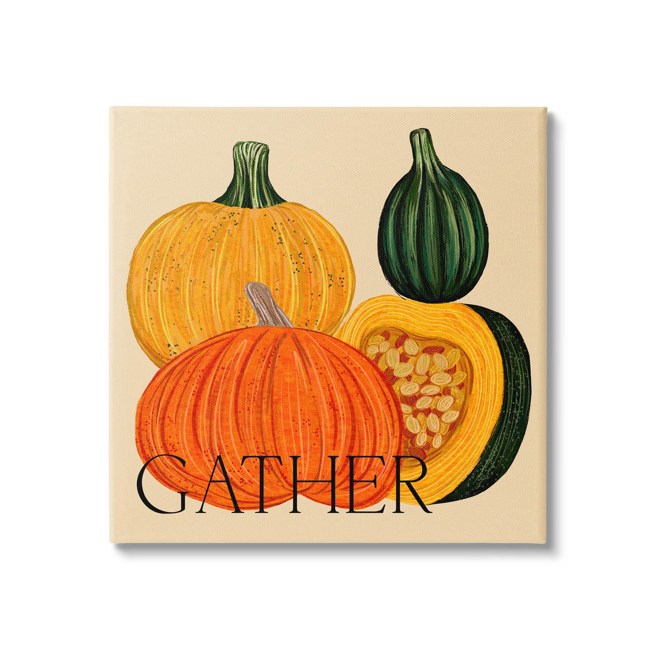 Stupell Industries Gather Autumn Harvest Gourds Graphic Art Gallery Wrapped Canvas Print Wall Art, Design by Ziwei Li