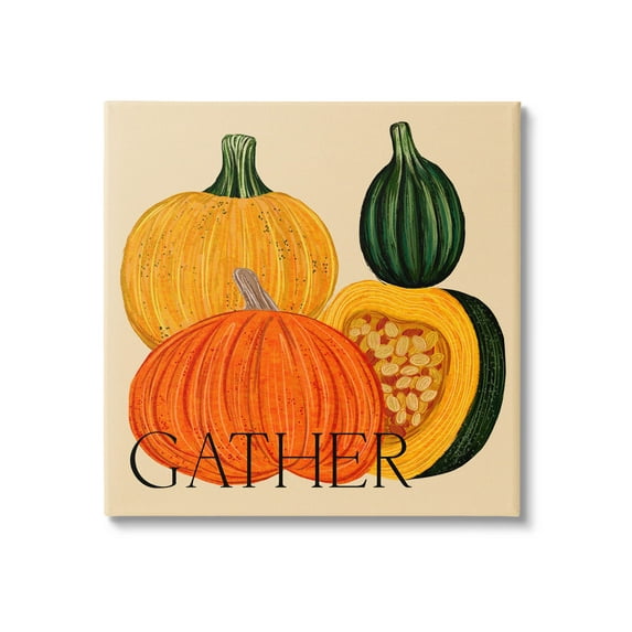 Stupell Industries Gather Autumn Harvest Gourds Graphic Art Gallery Wrapped Canvas Print Wall Art, Design by Ziwei Li
