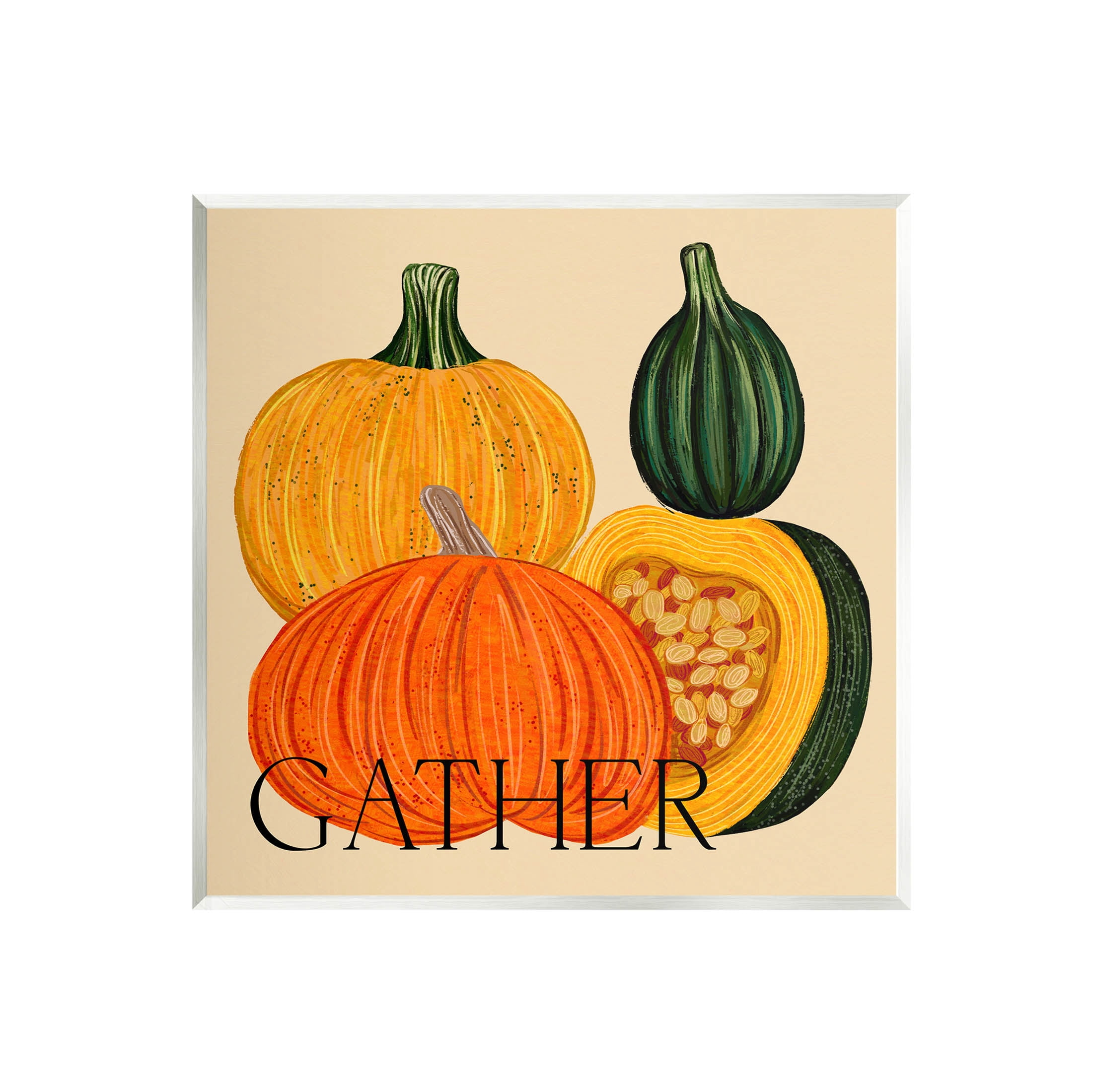 Stupell Industries Gather Autumn Harvest Gourds Graphic Art Unframed Art Print Wall Art, Design by Ziwei Li