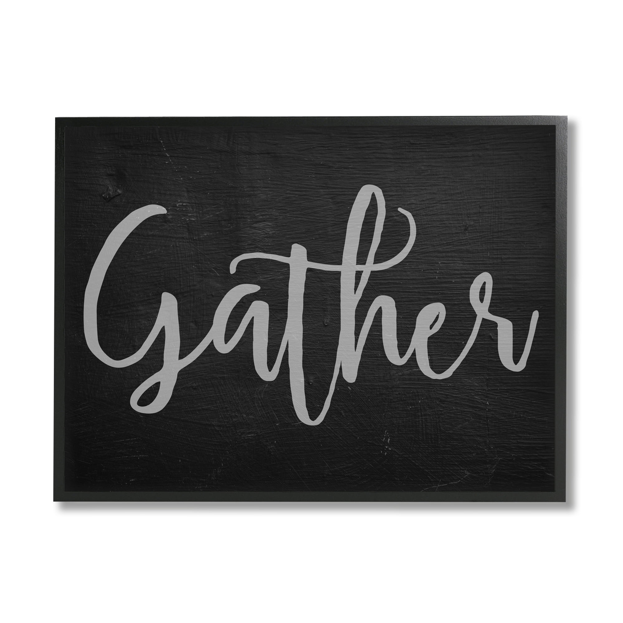 Stupell Industries Gather Black and Grey Typography Graphic Art Black Framed Art Print Wall Art, 24x30, by Daphne Polselli