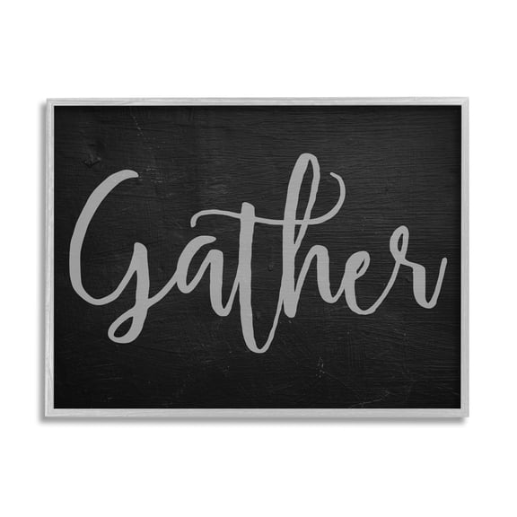 Stupell Industries Gather Black and Grey Typography Graphic Art Gray Framed Art Print Wall Art, 16x20, by Daphne Polselli