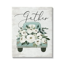 Stupell Industries Gather Floral Rose Truck Transportation Painting Gallery Wrapped Canvas Print Wall Art, 16 x 20