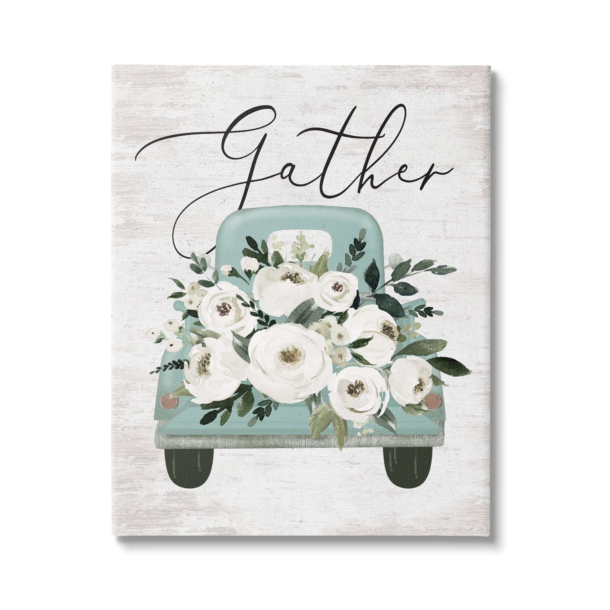 Stupell Industries Gather Floral Rose Truck Transportation Painting Gallery Wrapped Canvas Print Wall Art, 30 x 40