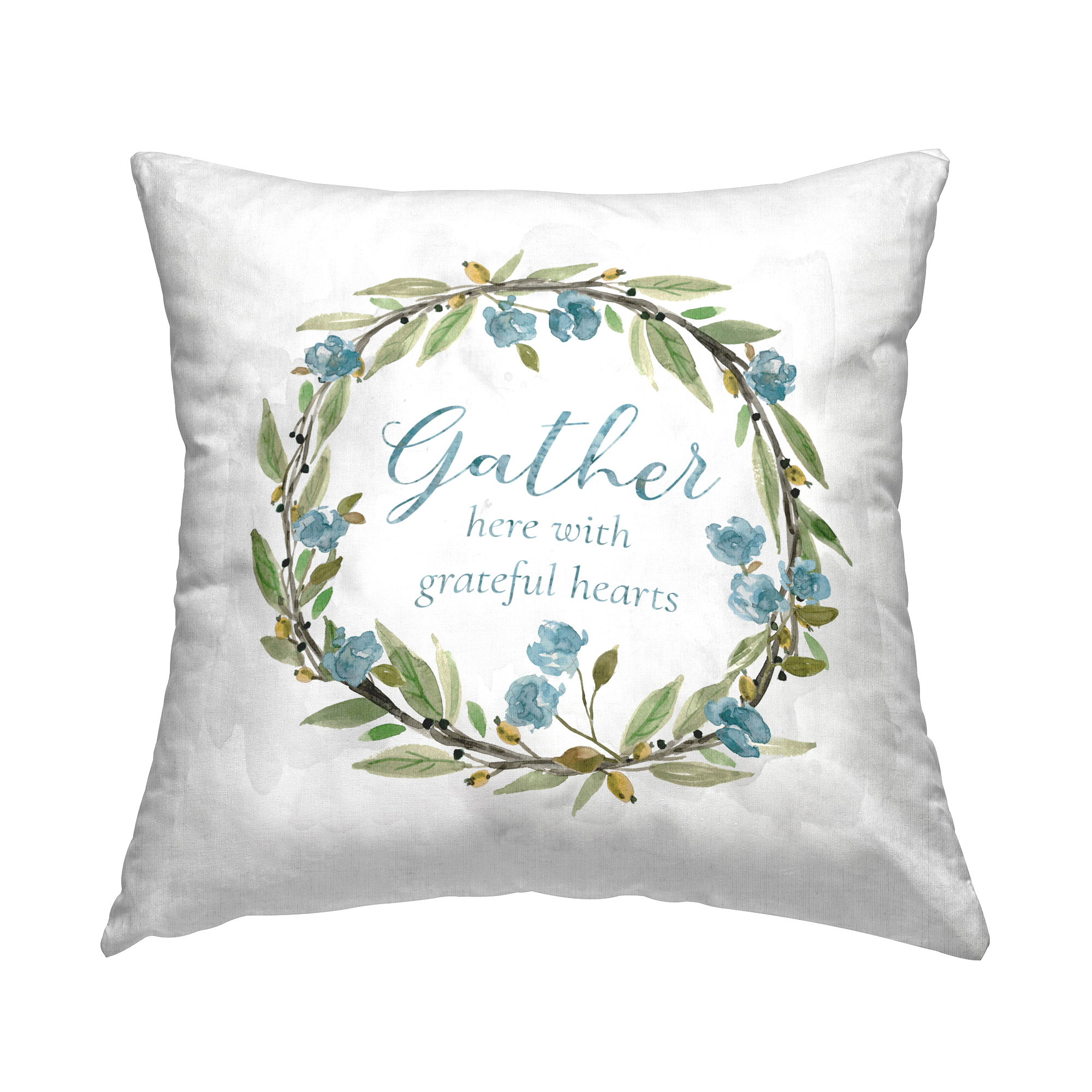 Stupell Industries Gather Floral Wreath Decorative Printed Throw Pillow Design by Carol Robinson.