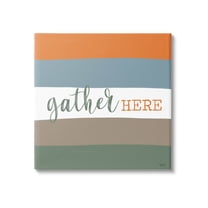 Stupell Industries Gather Here Fall Stripes Graphic Art Gallery Wrapped Canvas Print Wall Art, Design by Gigi Louise