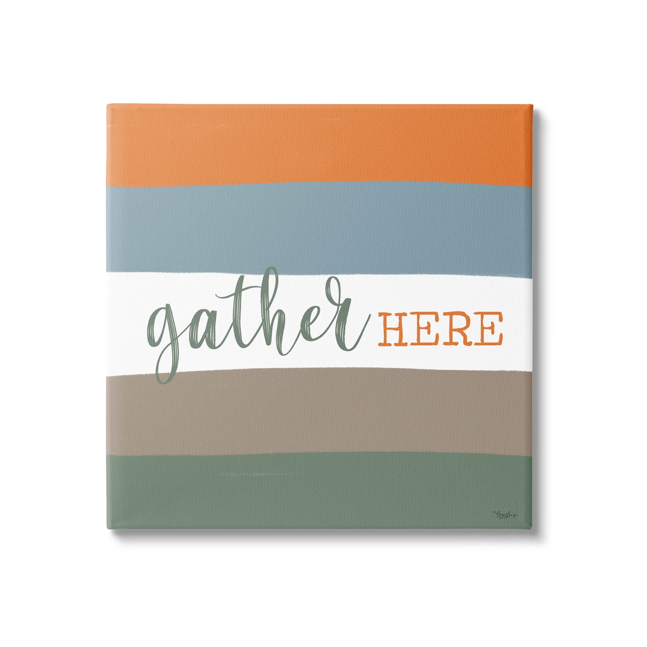 Stupell Industries Gather Here Fall Stripes Graphic Art Gallery Wrapped Canvas Print Wall Art, Design by Gigi Louise