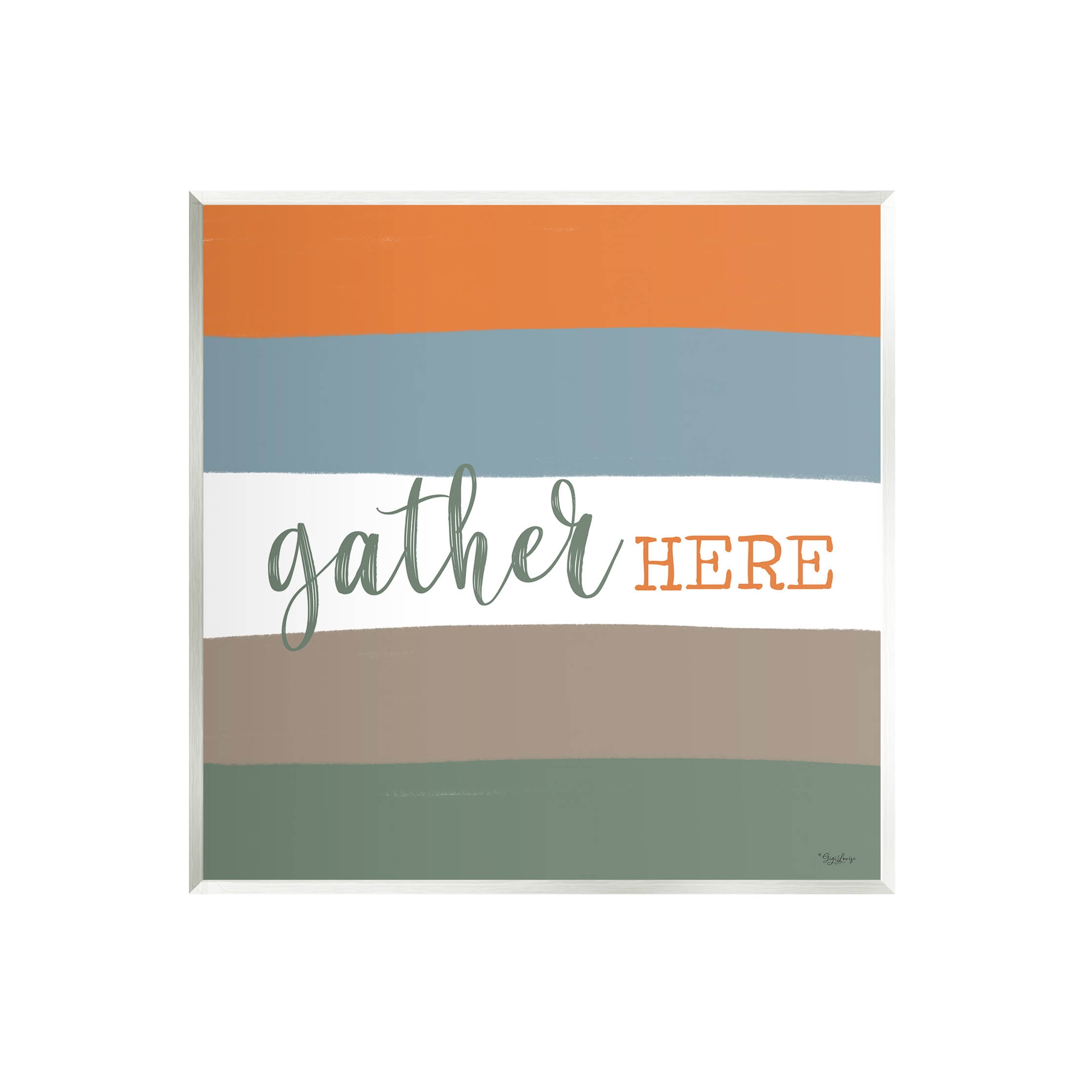Stupell Industries Gather Here Fall Stripes Graphic Art Unframed Art Print Wall Art, Design by Gigi Louise